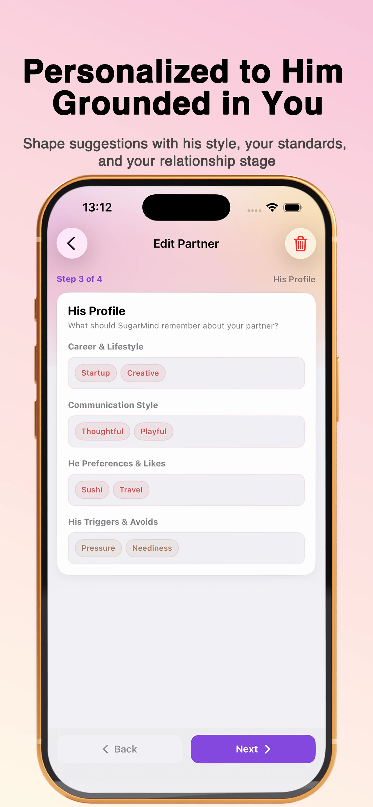 A detailed partner profile in SugarMind